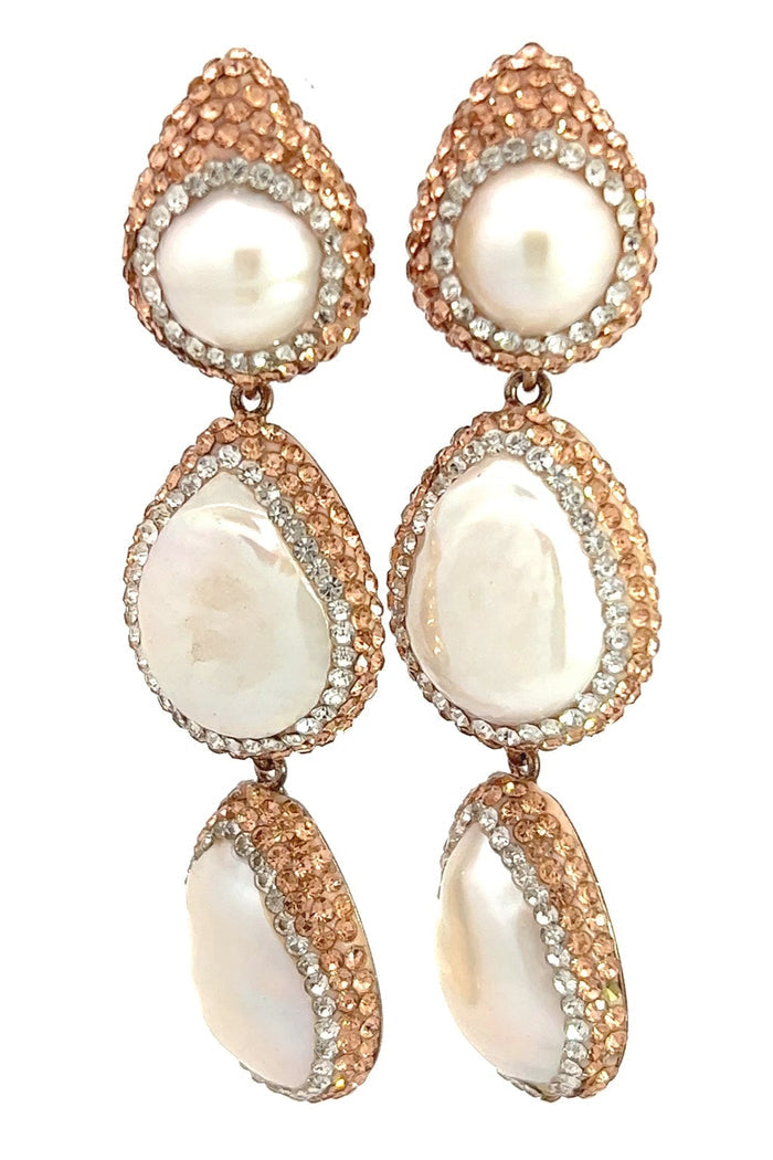 Style the Rose Gold Triple Pearl Drop Earring exclusively at Born To Glam
