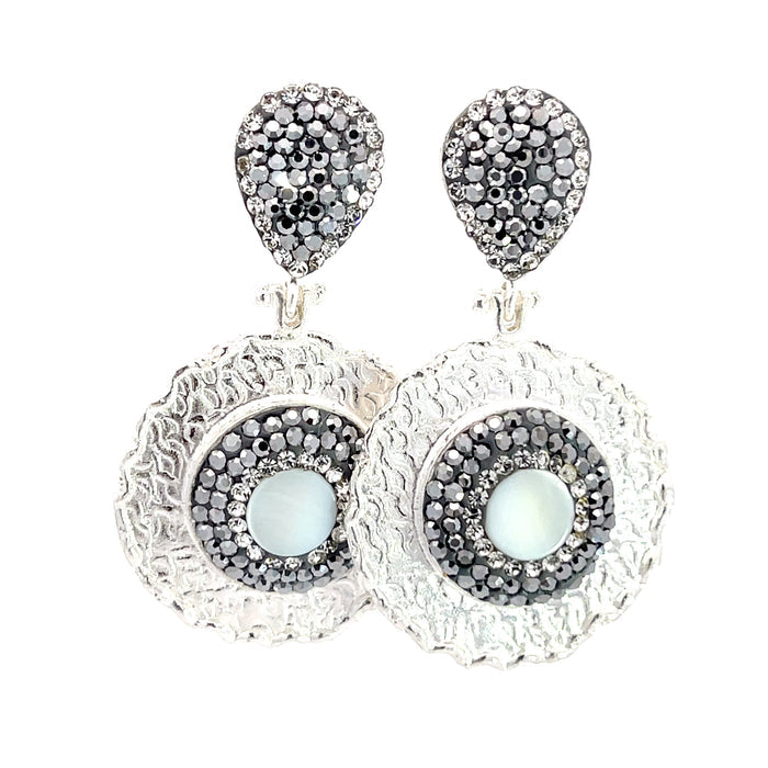 Style the Round Gemstone & Crystal Brass Dangle Earring exclusively at Born To Glam