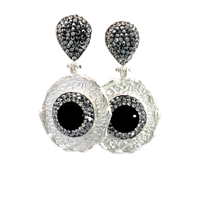 Style the Round Gemstone & Crystal Brass Dangle Earring exclusively at Born To Glam
