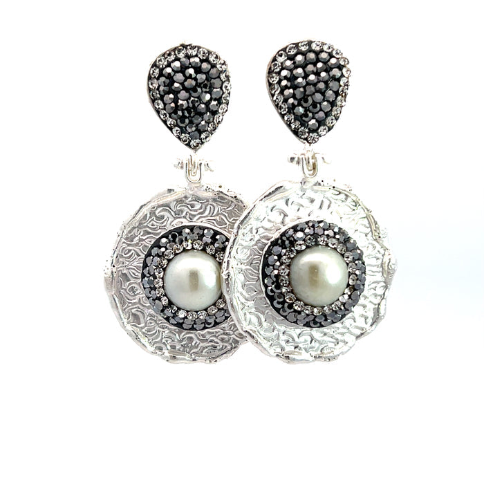 Style the Round Gemstone & Crystal Brass Dangle Earring exclusively at Born To Glam