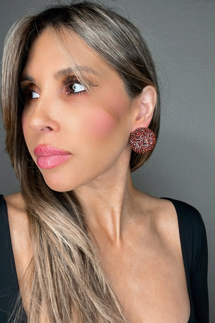 Style the Rust & Black Crystal Sterling Silver Stud Earrings exclusively at Born To Glam