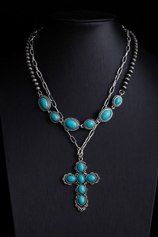 Saddle Up Layered Chain Western Bead Necklace-3-Cute-Trendy-Shop-Womens-Boutique-Clothing-Store