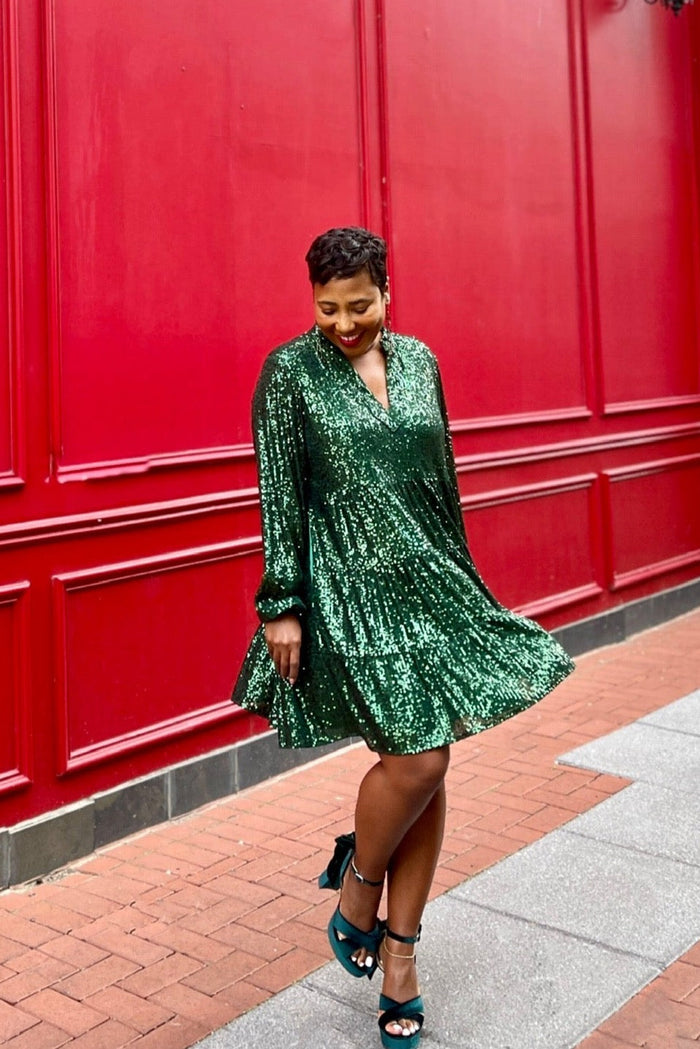 Sail To Sable Charlotte Sequin Dress - Emerald