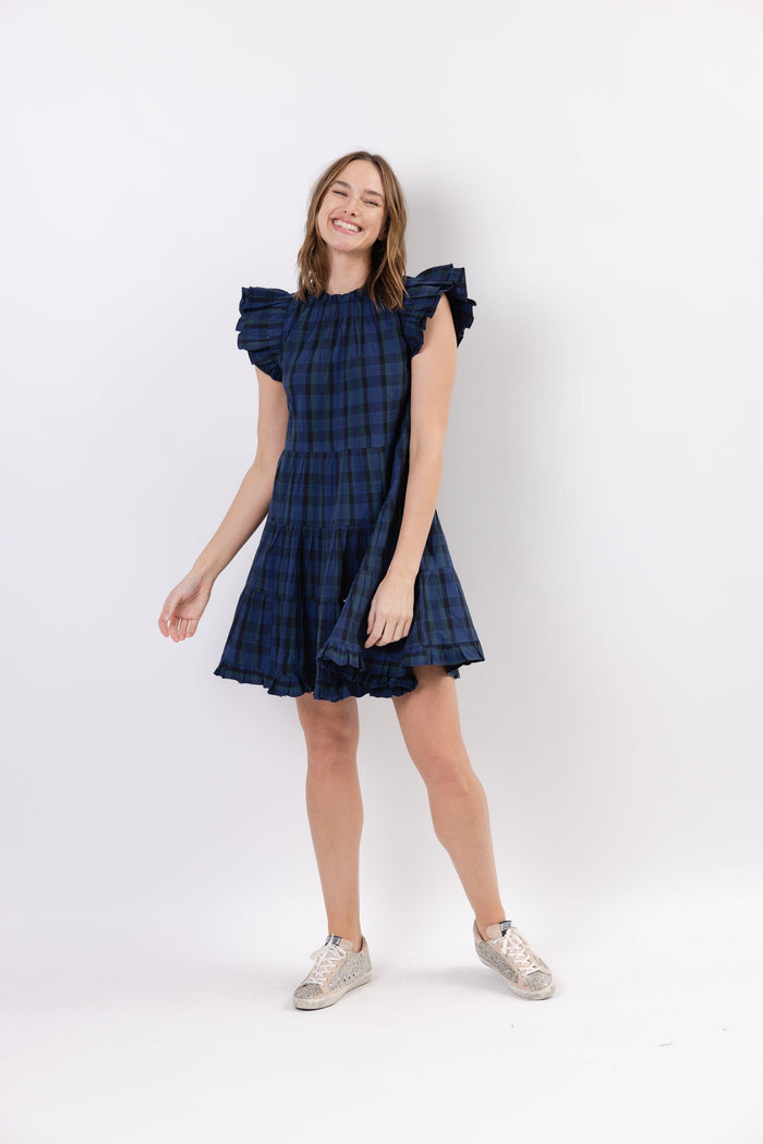 Full body view of Sail To Sable Tartans Dress - Blackwatch Plaid