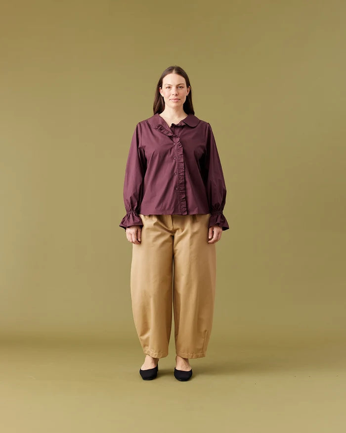 SANDLER RUFFLE SHIRT BURGUNDY