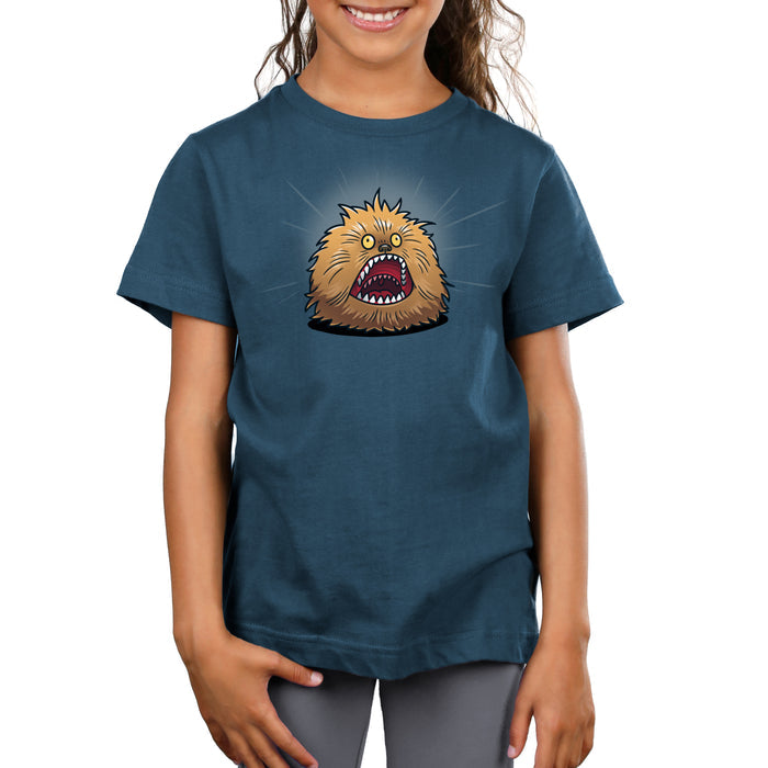 Premium Cotton T-shirt_TeeTurtle denim blue Screaming Fizzgig apparel featuring a screaming Fizzgig.