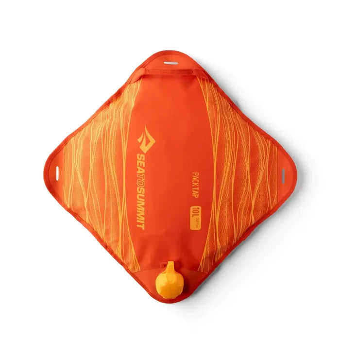 Sea To Summit 10 litre orange Pack Tap Water Carrier shown on a white background