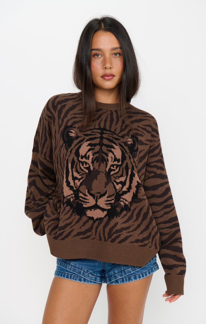 Seasons Sweater ~ Wild Tiger Graphic Knit