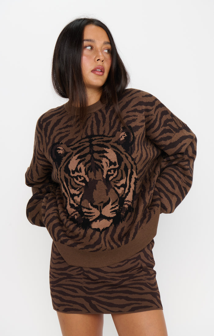 Seasons Sweater ~ Wild Tiger Graphic Knit