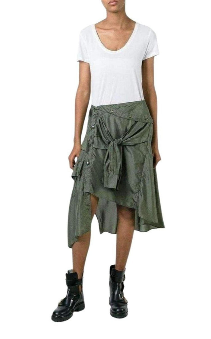 Faith Connexion Shirt Style Asymmetric Silk Skirt - Runway Catalog
