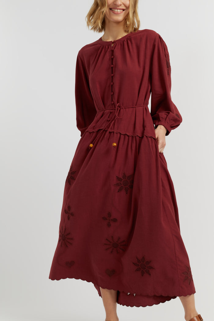 Sienna Linen-Blend Broderie Dress