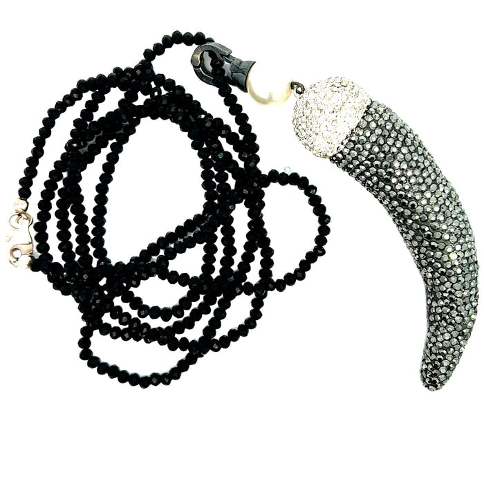 Style the Silver Crystal Horn Pendant Necklace exclusively at Born To Glam