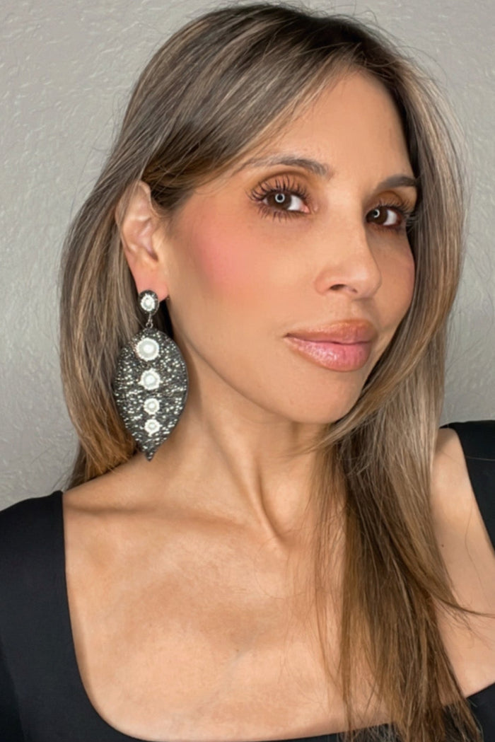 Style the Silver Triple Pearl Statement Earring exclusively at Born To Glam