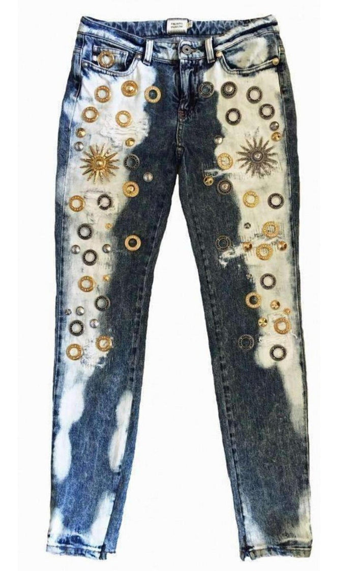 Fausto Puglisi Skinny Metal Embellishment Jeans - Runway Catalog