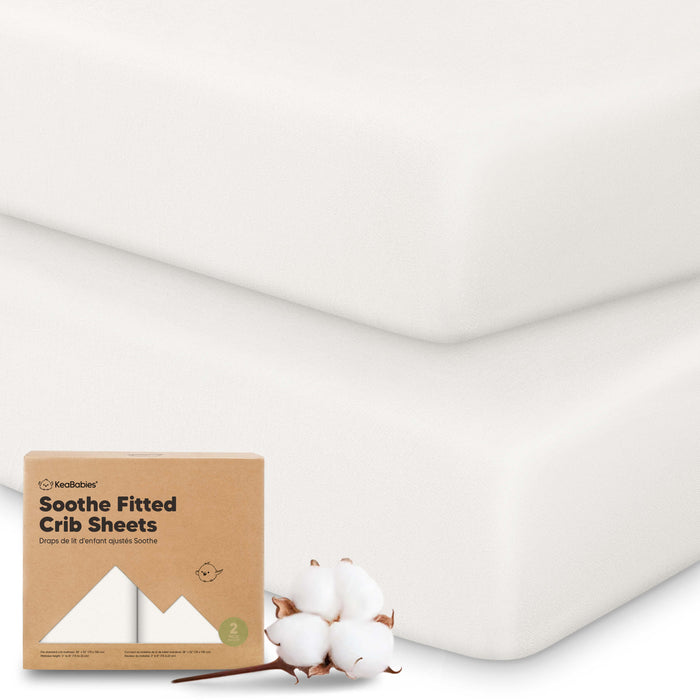 Soothe Fitted Crib Sheets - Soft White, Material: Cotton