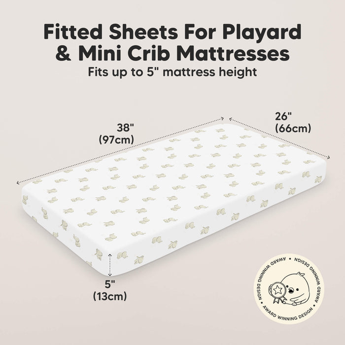 Fitted Sheets For Playard & Mini Crib Mattresses - Fits up to 5" mattress height (38inches long, 26inches wide, and 5inches depth)
