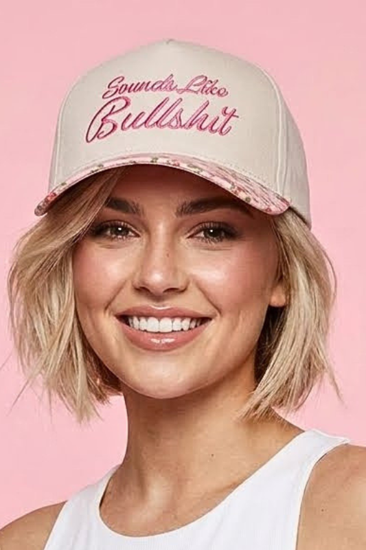 "Sounds Like Bullsh*t" Ballcap-Floral-Cute-Trendy-Shop-Womens-Boutique-Clothing-Store