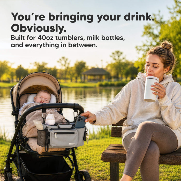 You're bringing your drink. Obviously - Built for 40oz tumblers, milk bottles, and everything in between.