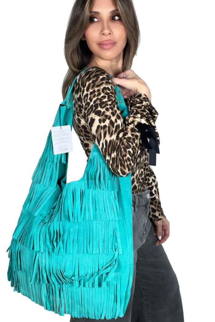 Style the Suede Fringes Tote Bag exclusively at Born To Glam