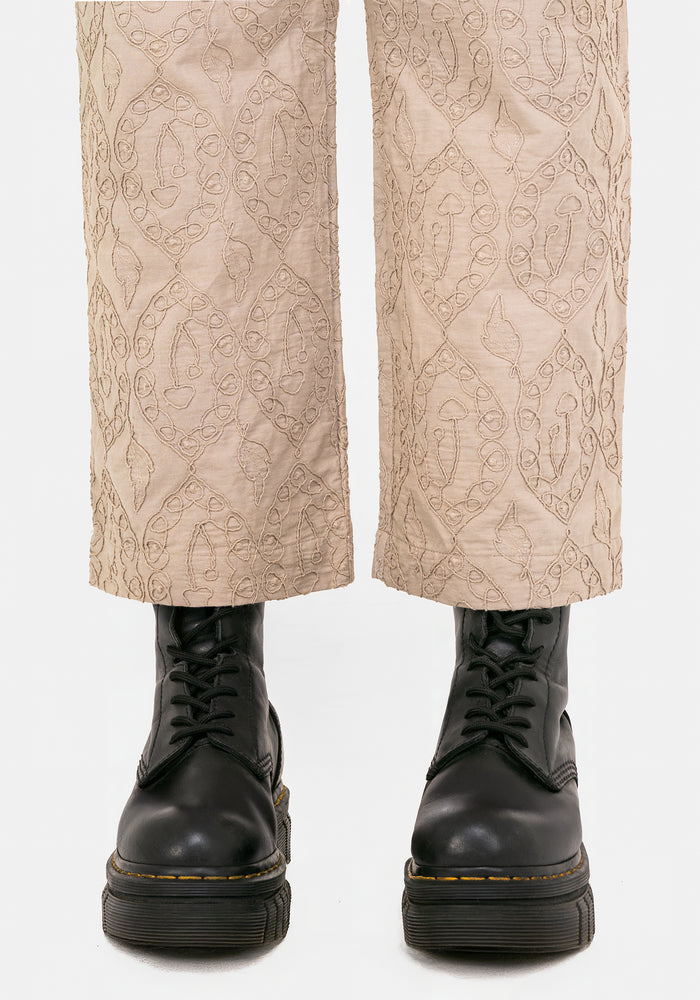 Suma Cotton Textured Pull On Tapered Trouser