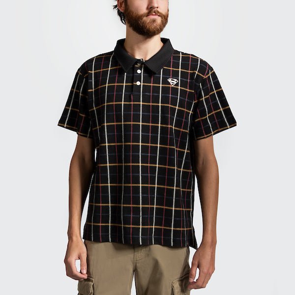 Superman S-Shield Plaid Print Polo - Heroes & Villains-DC Comics-Polo