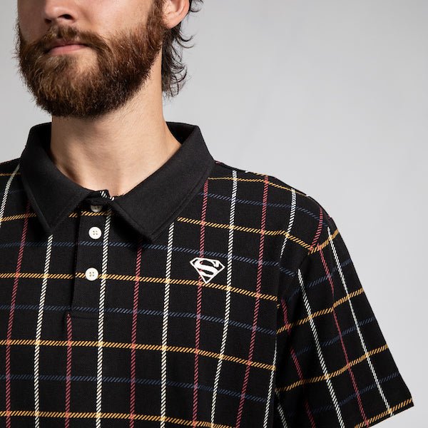 Superman S-Shield Plaid Print Polo - Heroes & Villains-DC Comics-Polo