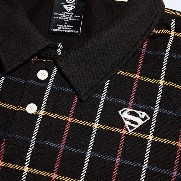 Superman S-Shield Plaid Print Polo - Heroes & Villains-DC Comics-Polo