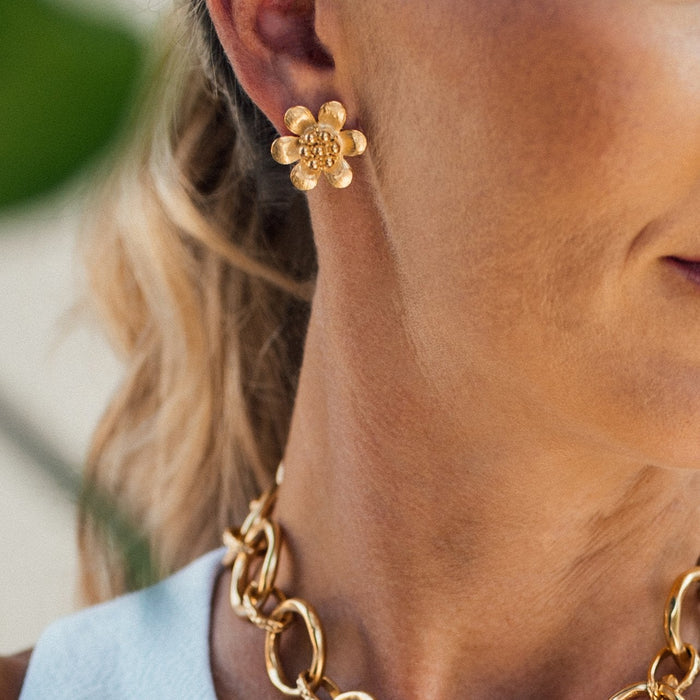 Model in the Susan Shaw Daisy Stud Earrings