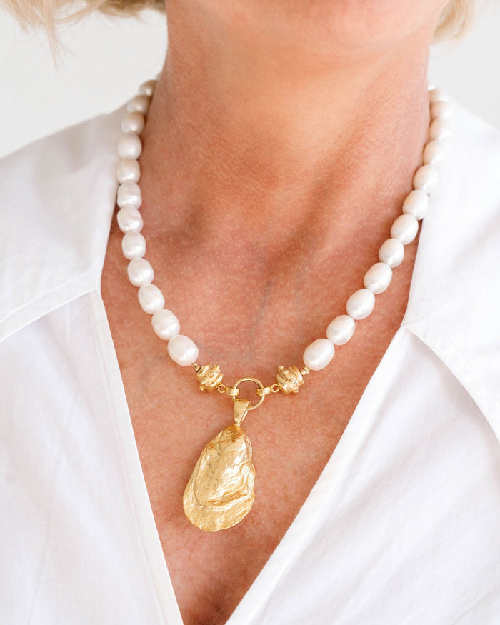 Model in the Susan Shaw Pearl Oyster Necklace