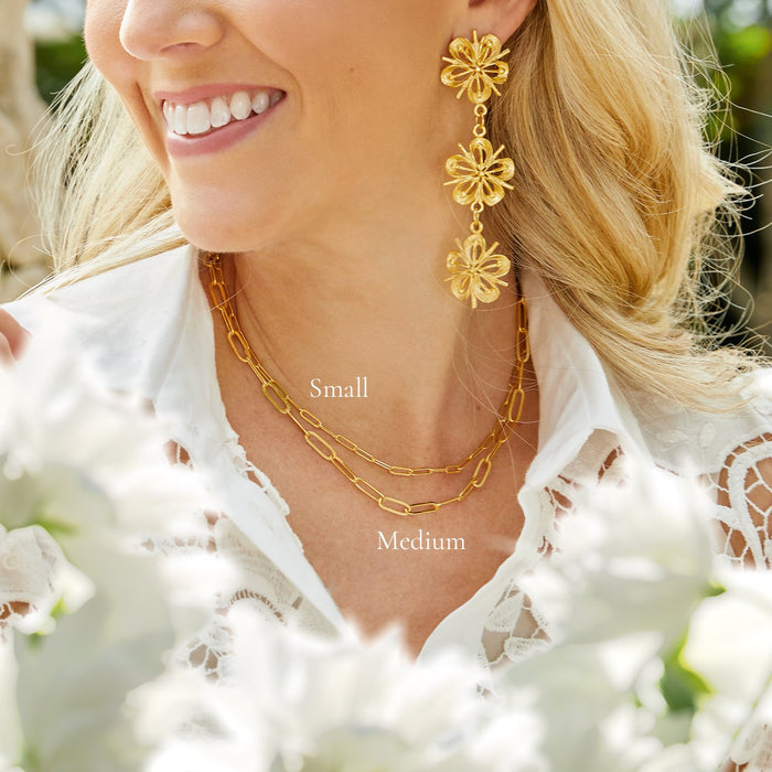 Model in the Susan Shaw Small Paperclip Necklace