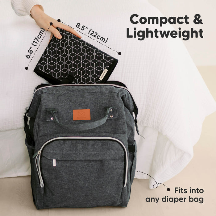 Compact & Lightweight, folds easily to fit into any diaper bag for on-the-go use. 6.8" (17cm) x 8.5" (22cm)