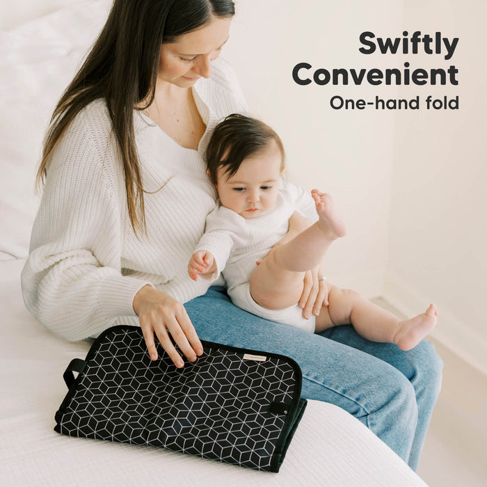 Swiftly Convenient, one-hand fold design for busy parents.