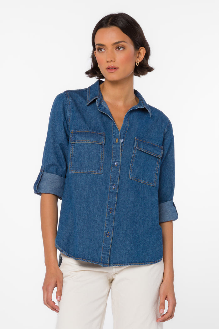 Talma Dark Rinse Shirt - Tops - Velvet Heart Clothing