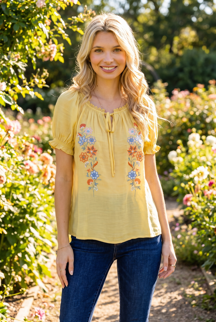 The Meadow Breeze Embroidered Blouse-Cute-Trendy-Shop-Womens-Boutique-Clothing-Store