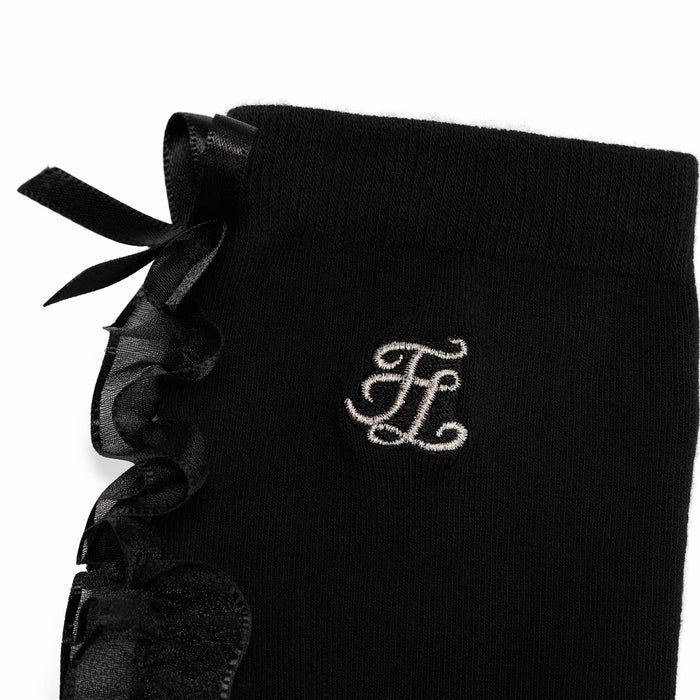 Tulle Frill Ankle Socks (Black)