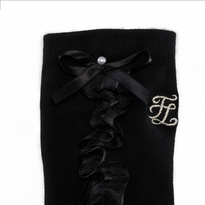 Tulle Frill Ankle Socks (Black)