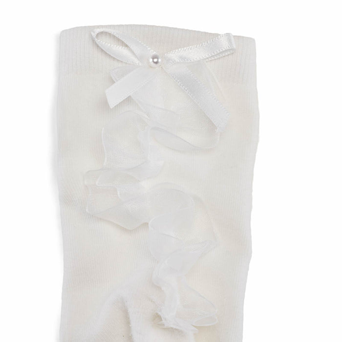 Tulle Frill Ankle Socks (White)