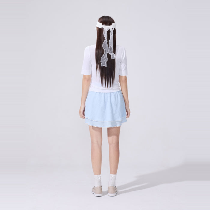 Tulle Frill Ankle Socks (White)