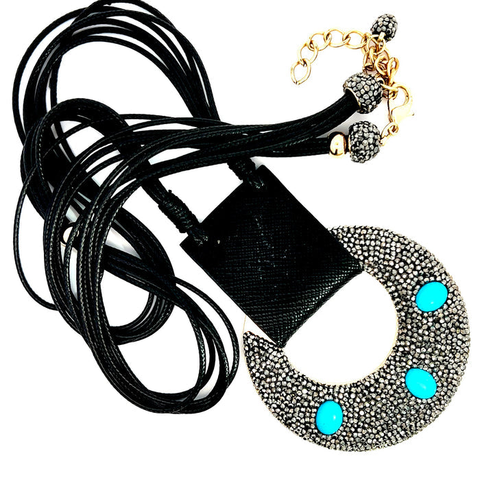 Style the Turquoise Delights Leather Statement Necklace exclusively at Born To Glam