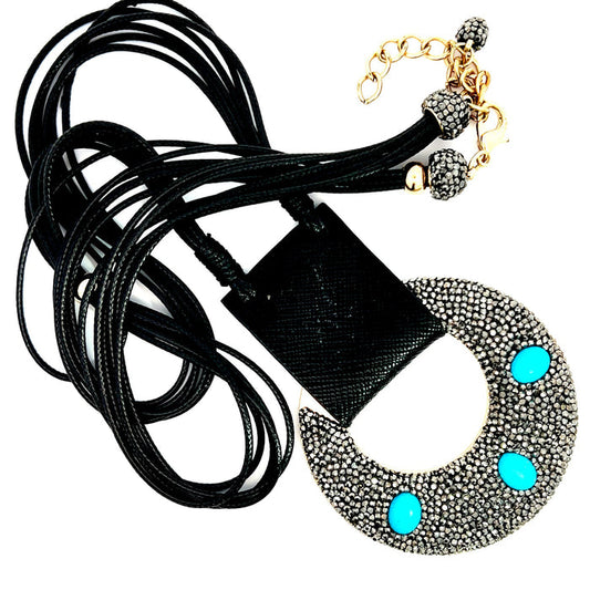 Style the Turquoise Delights Leather Statement Necklace exclusively at Born To Glam
