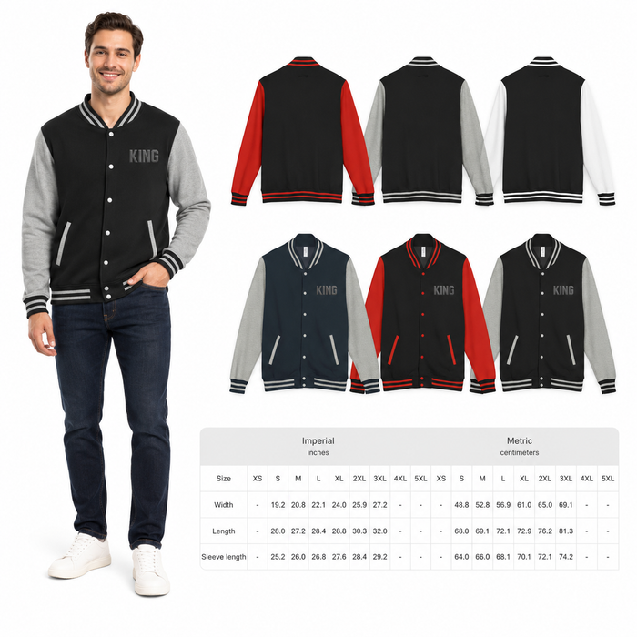 Unisex Varsity Jacket KING Heavyweight Letterman Style!