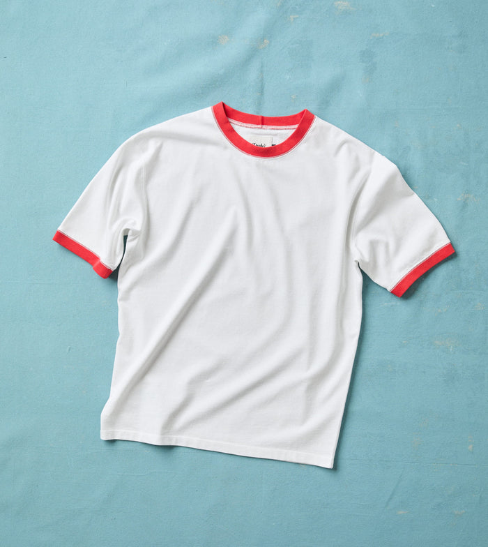 White and Red Tipped Ringer T-Shirt
