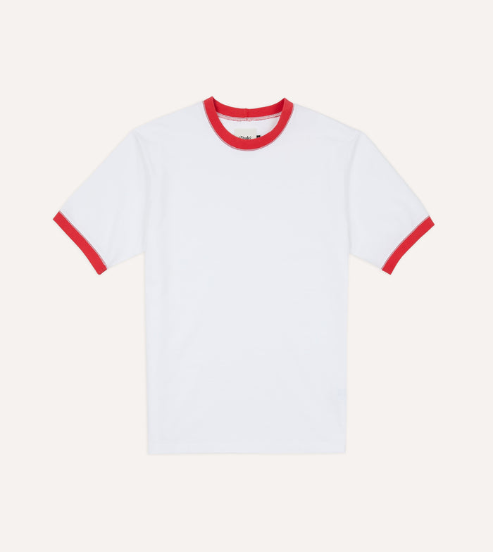 White and Red Tipped Ringer T-Shirt