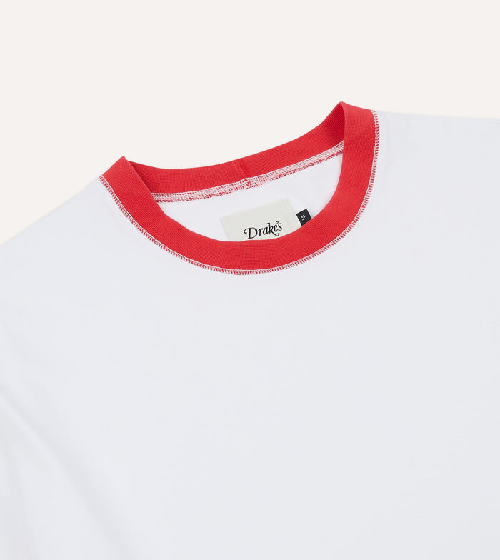 White and Red Tipped Ringer T-Shirt