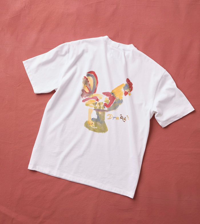 White 'Cockerel' Print Short-Sleeve Hiking T-Shirt