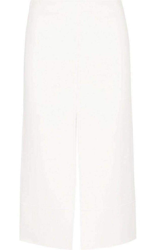 Chloe White Crepe Slit Knee Length Skirt - Runway Catalog
