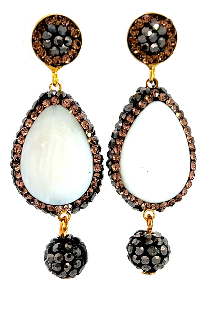 Style the White Druzy Sterling Silver Dangle Earring exclusively at Born To Glam