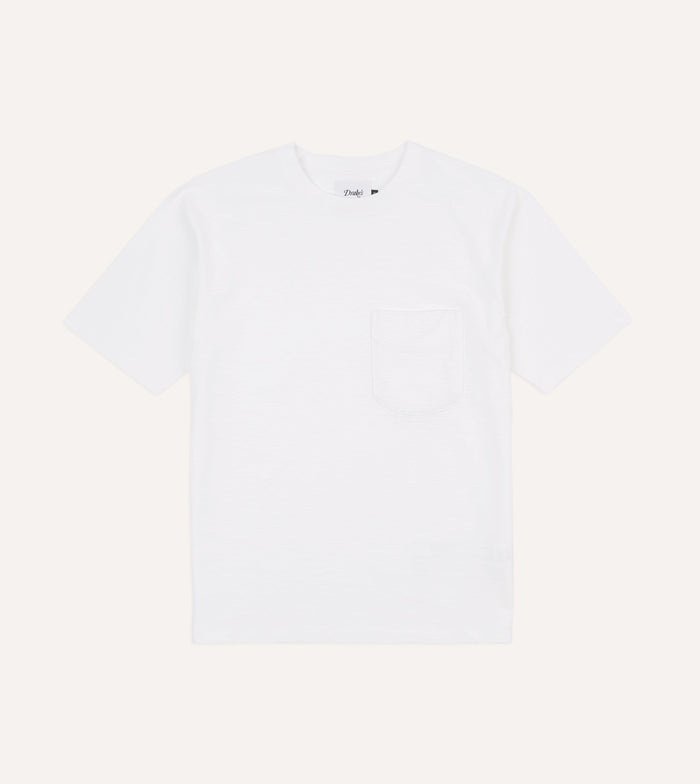White Flamé Cotton Crew Neck Hiking T-Shirt