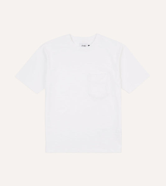White Flamé Cotton Crew Neck Hiking T-Shirt