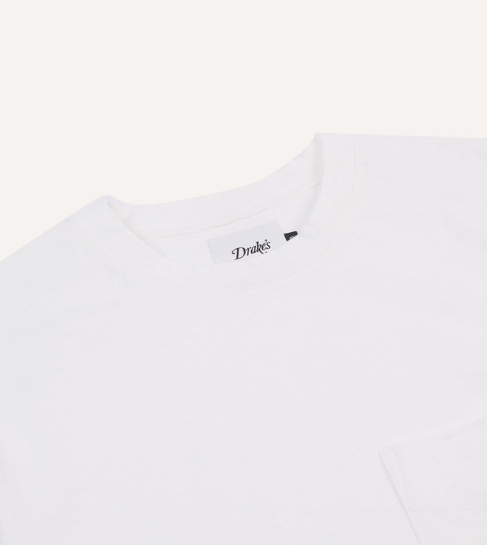 White Flamé Cotton Crew Neck Hiking T-Shirt